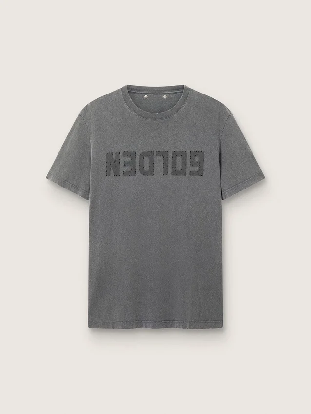 Camiseta de hombre en gris antracita con acabado desgastado