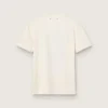 Camiseta de mujer de algodón blanco envejecido con estampado vintage