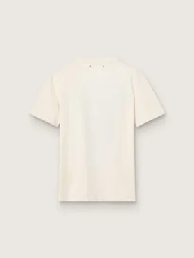 Camiseta de mujer de algodón blanco envejecido con estampado vintage