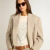 Camiseta de mujer de algodón blanco envejecido con estampado vintage