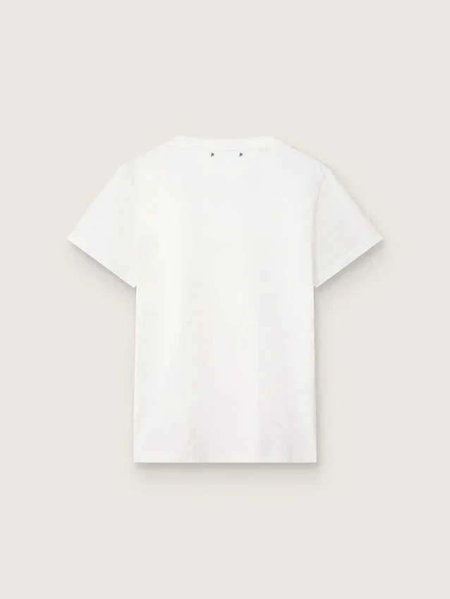 Camiseta de mujer de corte ajustado y efecto desgastado en color blanco