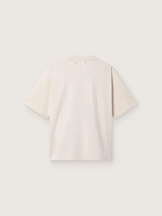 Camiseta de mujer de jersey de algodón blanco con estampado de estrellas