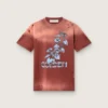 Camiseta de mujer de jersey de algodón color óxido con estampado floral