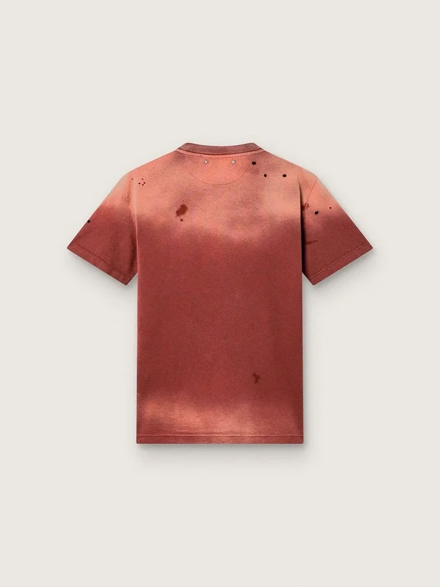 Camiseta de mujer de jersey de algodón color óxido con estampado floral
