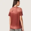 Camiseta de mujer de jersey de algodón color óxido con estampado floral