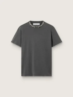 Camiseta de mujer en gris antracita con cristales
