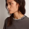 Camiseta de mujer en gris antracita con cristales
