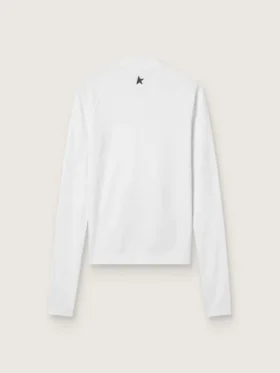 Camiseta deportiva blanca de manga larga con cremallera para mujer