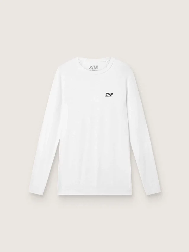 Camiseta deportiva blanca de manga larga para hombre