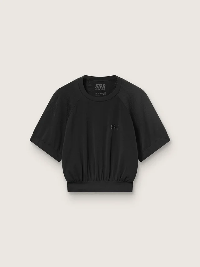 Camiseta deportiva corta negra para mujer