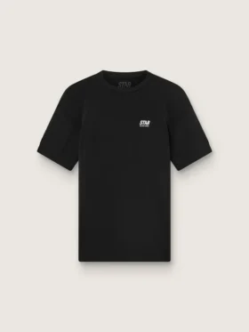 Camiseta deportiva negra de hombre con estampado en la espalda