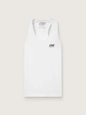 Camiseta deportiva sin mangas blanca para mujer