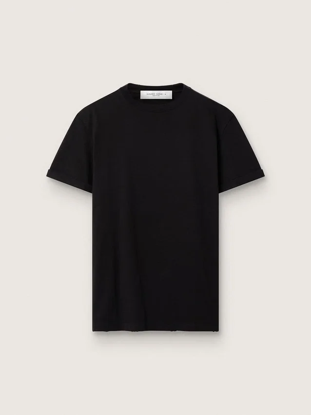 Camiseta de corte regular con efecto desgastado para mujer en negro