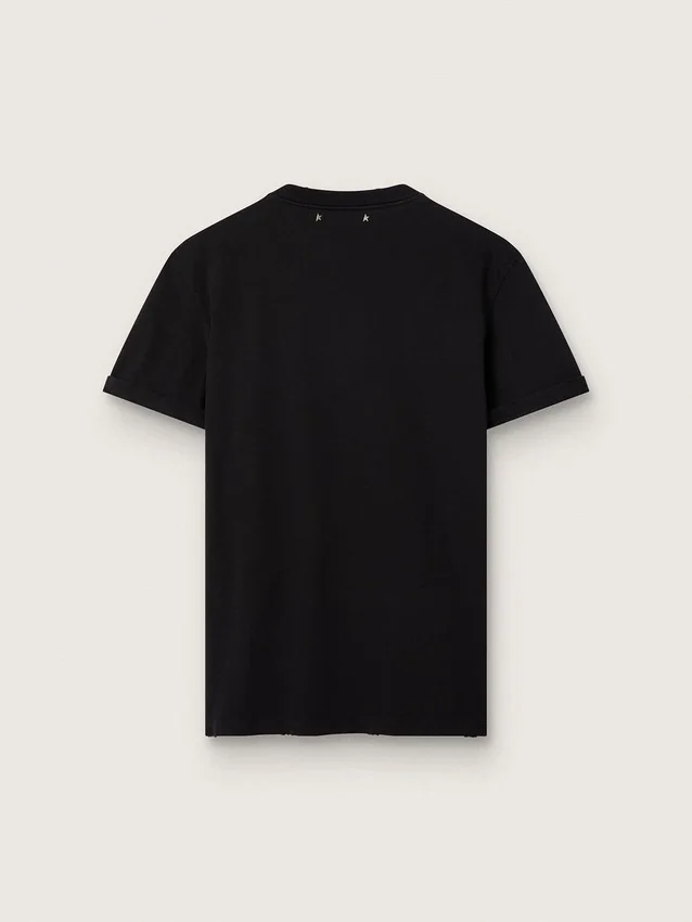 Camiseta de corte regular con efecto desgastado para mujer en negro