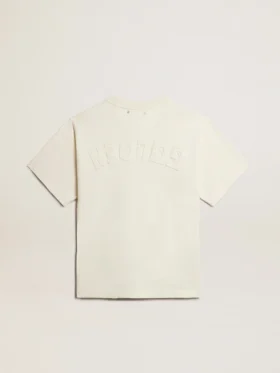 Camiseta en blanco desgastado con logotipo invertido en la espalda – Jersey Capsule
