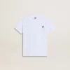 Camiseta infantil de algodón blanco con estampado plateado
