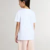 Camiseta infantil de algodón blanco con estampado plateado