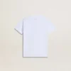 Camiseta infantil de algodón blanco con estampado plateado