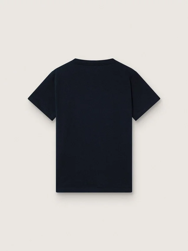 Camiseta «Journey» para niños en jersey de algodón azul con estampado digital de la mascota