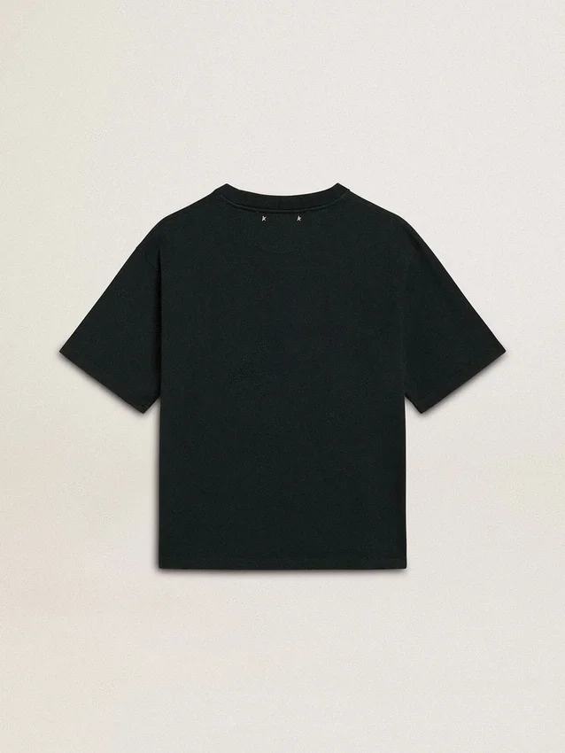 Camiseta negra de mujer con cristales