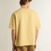 Camiseta oversize de algodón amarilla para hombre con estampado azul