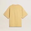 Camiseta oversize de algodón amarilla para hombre con estampado azul