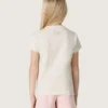 Camiseta para niñas «Star» en jersey de algodón blanco con estrella rosa brillante