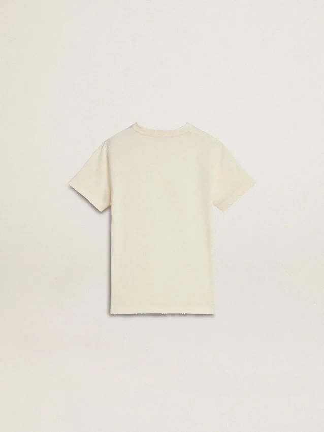 Camiseta para niños de color crema con logotipo en relieve