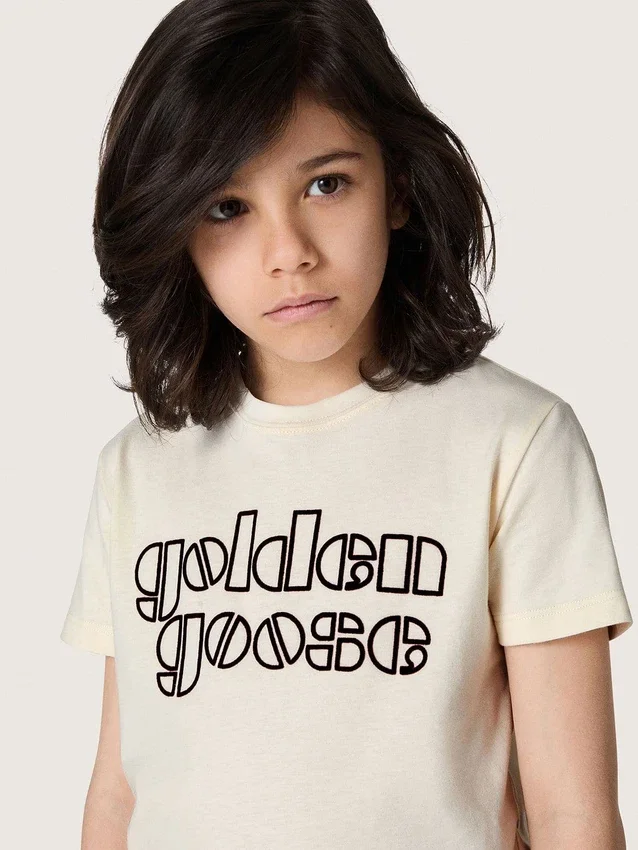 Camiseta para niños «Journey» de jersey de algodón blanco con logotipo