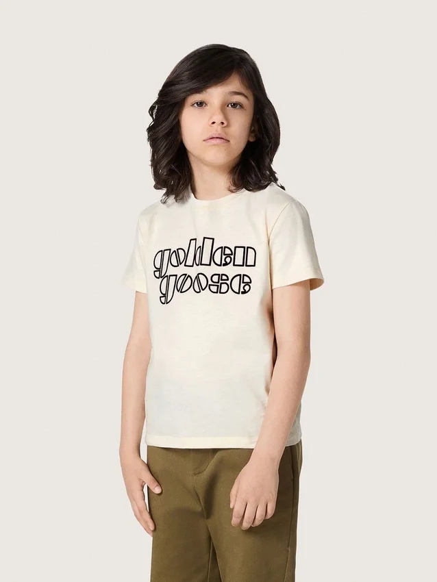 Camiseta para niños «Journey» de jersey de algodón blanco con logotipo
