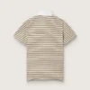 Camiseta polo de mujer en jersey a rayas con cuello en contraste