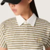 Camiseta polo de mujer en jersey a rayas con cuello en contraste