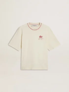 Camiseta sin mangas de color blanco desgastado con bordados rojos para el Año Nuevo Chino