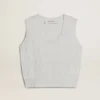 Camiseta sin mangas de punto para mujer en azul claro