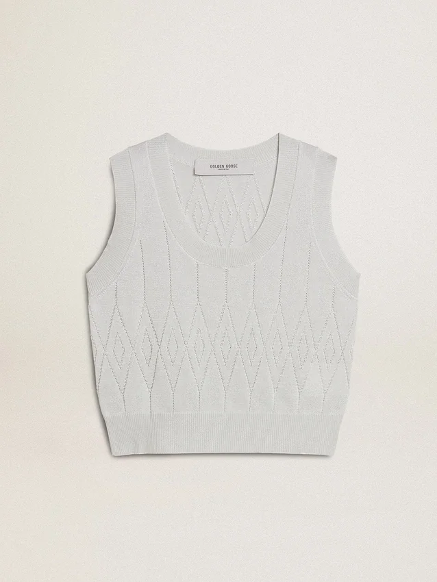 Camiseta sin mangas de punto para mujer en azul claro
