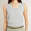 Camiseta sin mangas de punto para mujer en azul claro