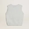 Camiseta sin mangas de punto para mujer en azul claro