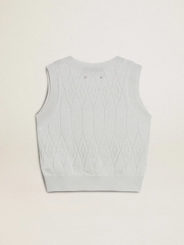 Camiseta sin mangas de punto para mujer en azul claro