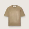 Camiseta unisex de jersey de algodón beige con logotipo bordado