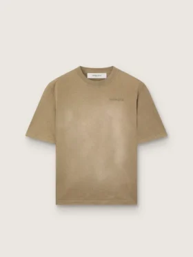 Camiseta unisex de jersey de algodón beige con logotipo bordado