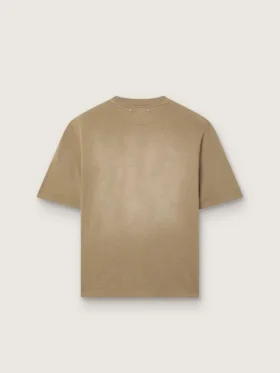 Camiseta unisex de jersey de algodón beige con logotipo bordado