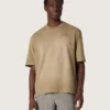Camiseta unisex de jersey de algodón beige con logotipo bordado