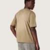 Camiseta unisex de jersey de algodón beige con logotipo bordado