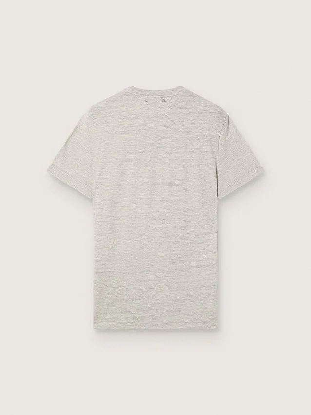 Camiseta unisex de jersey gris jaspeado con estampado de bandera