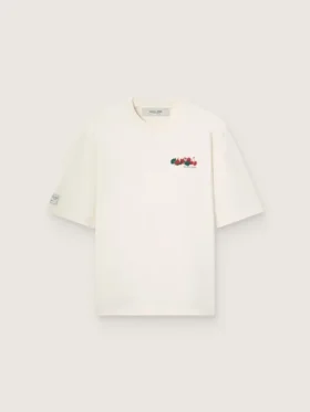 Camiseta unisex de la colección Resort, de algodón blanco con estampado y logotipo