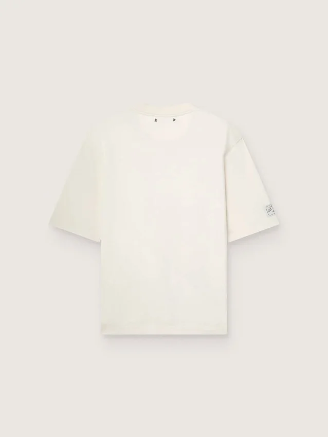 Camiseta unisex de la colección Resort, de algodón blanco con estampado y logotipo