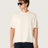 Camiseta unisex «Star» de algodón en blanco vintage con estampado negro en la espalda