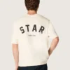 Camiseta unisex «Star» de algodón en blanco vintage con estampado negro en la espalda
