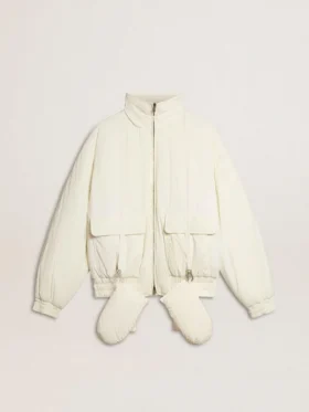 Chaqueta acolchada de color crema para mujer