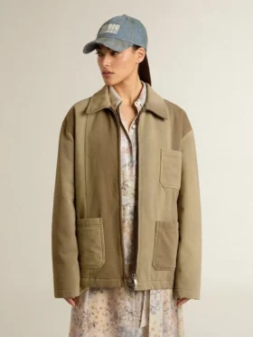 Chaqueta acolchada unisex en tonos caqui